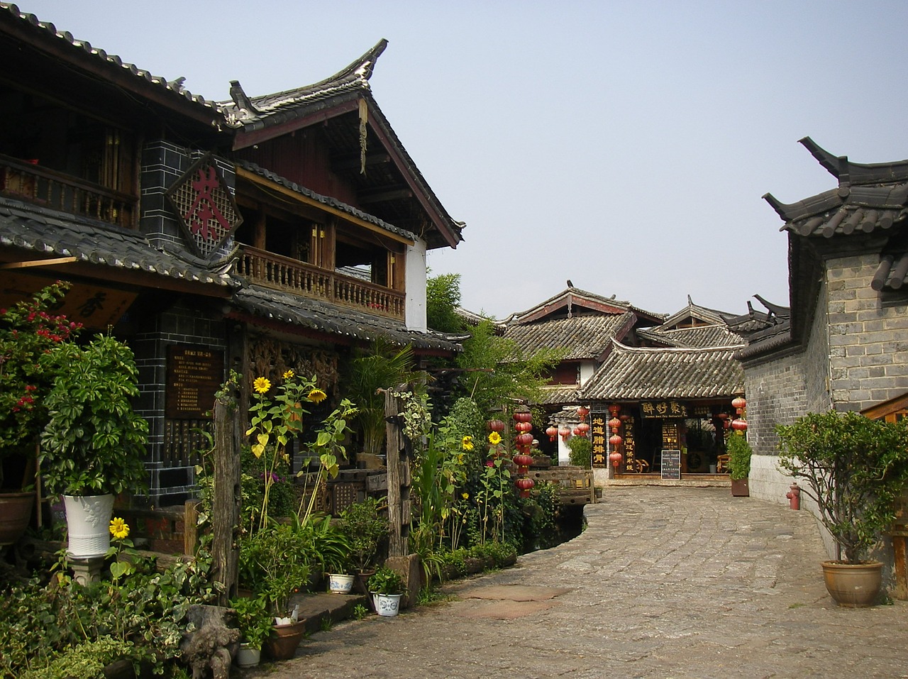 the scenery old town early in the morning free photo