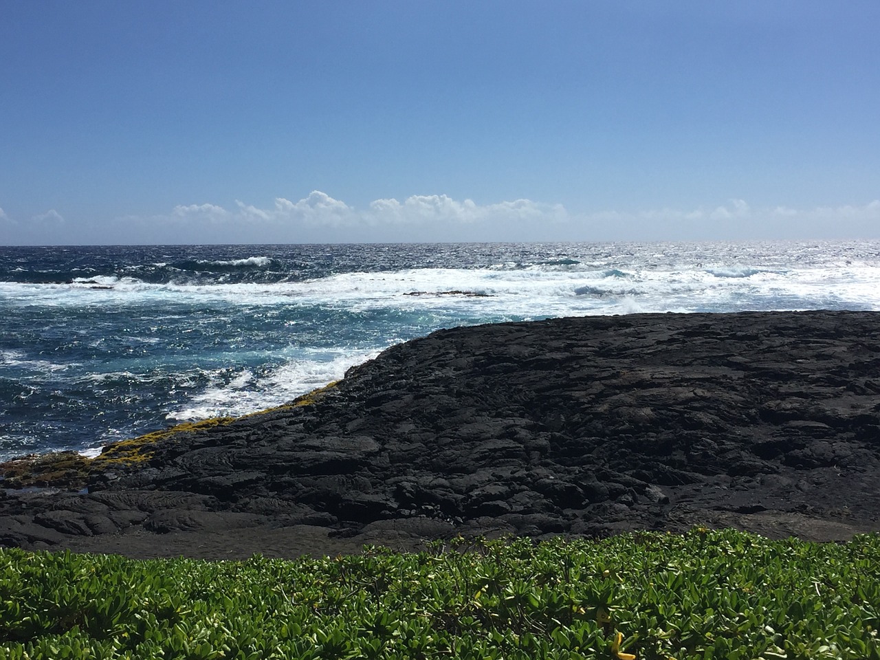 the sea black sand beach hawaii free photo