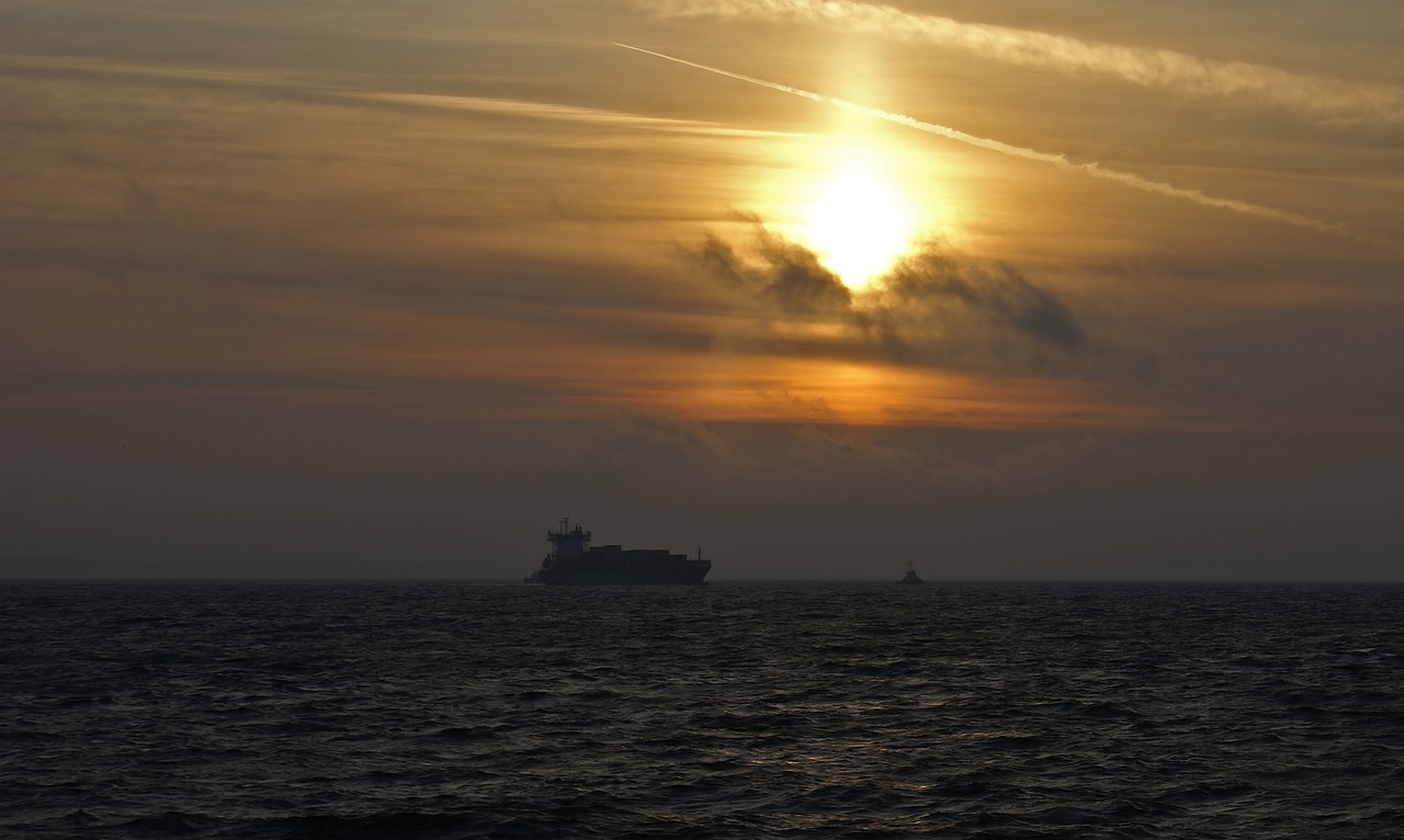 the ship sea sunset free photo