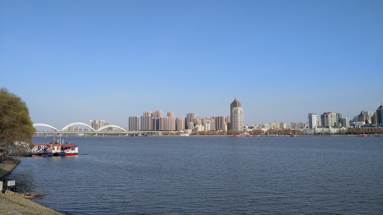 the songhua river  bridge  water free photo