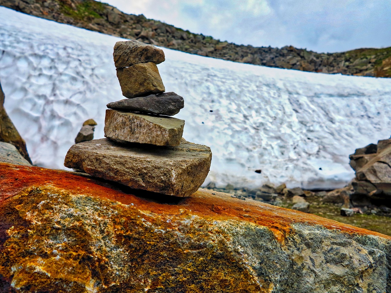 the stones snow norway free photo