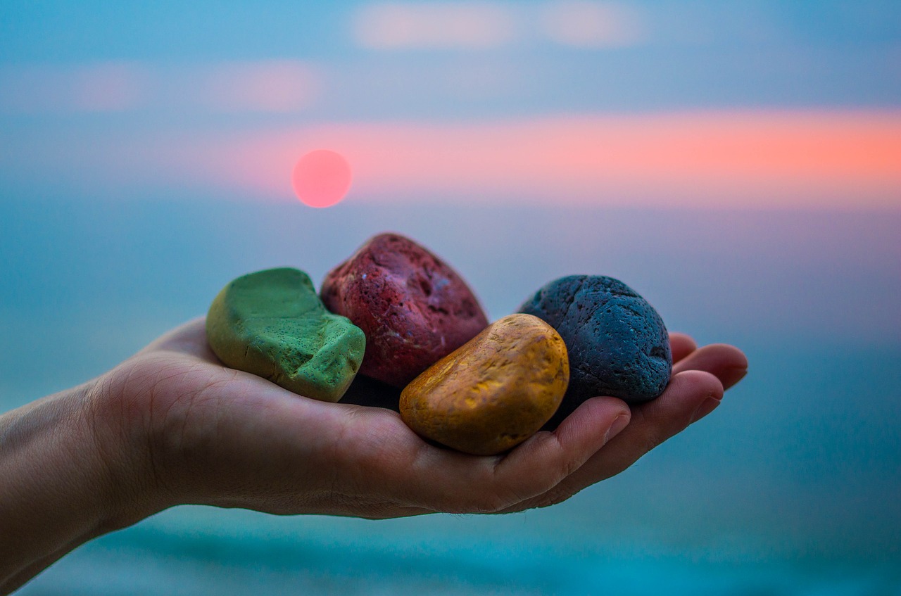 the stones are beach sunset free photo