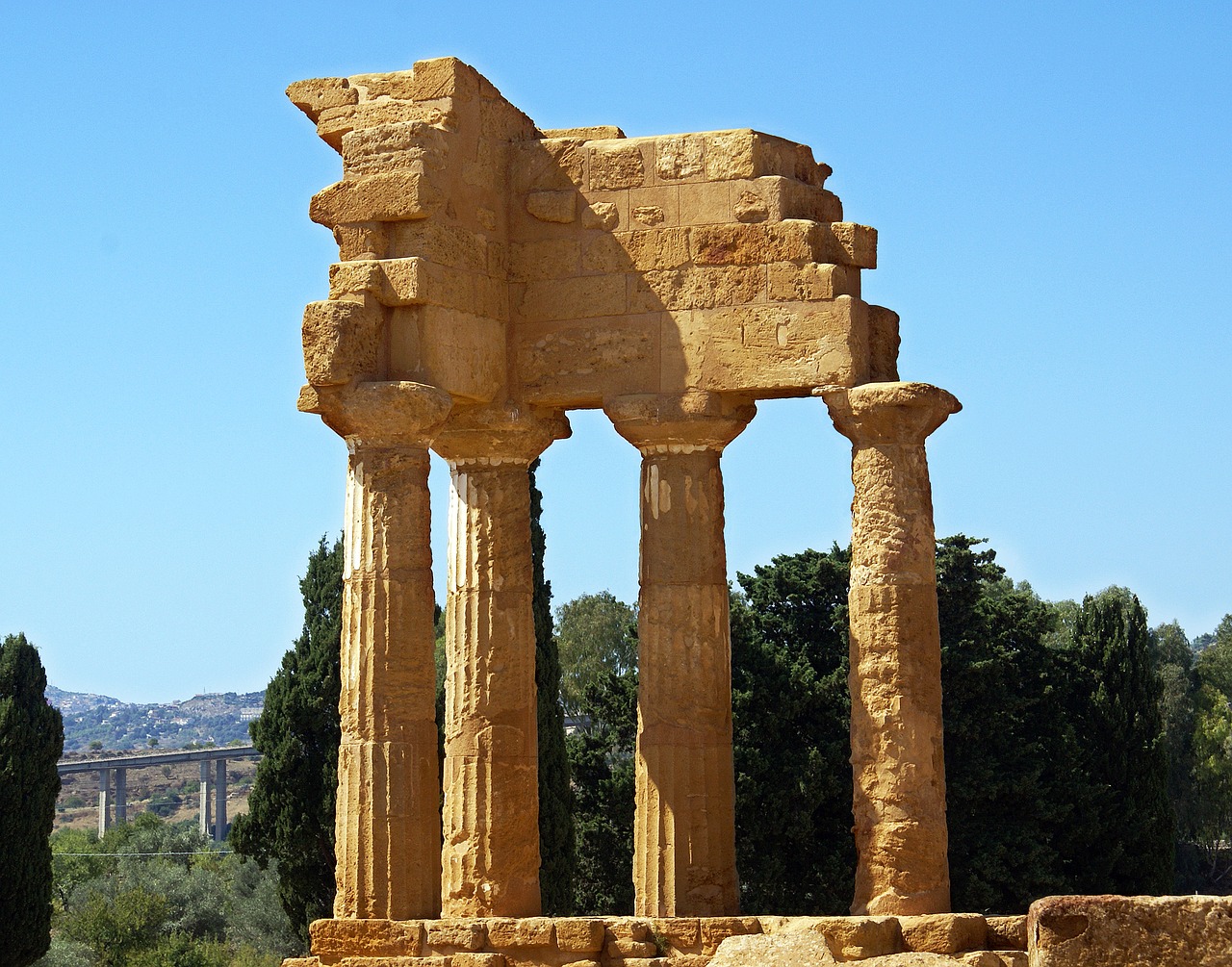 the valley of the temples  agrigento  temple of the dioscuri free photo