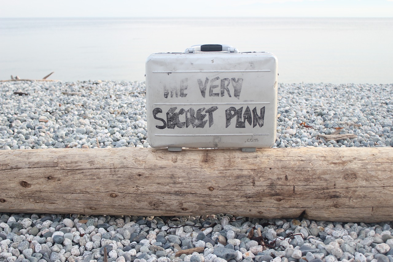 the very secret plan briefcase message log on beach free photo