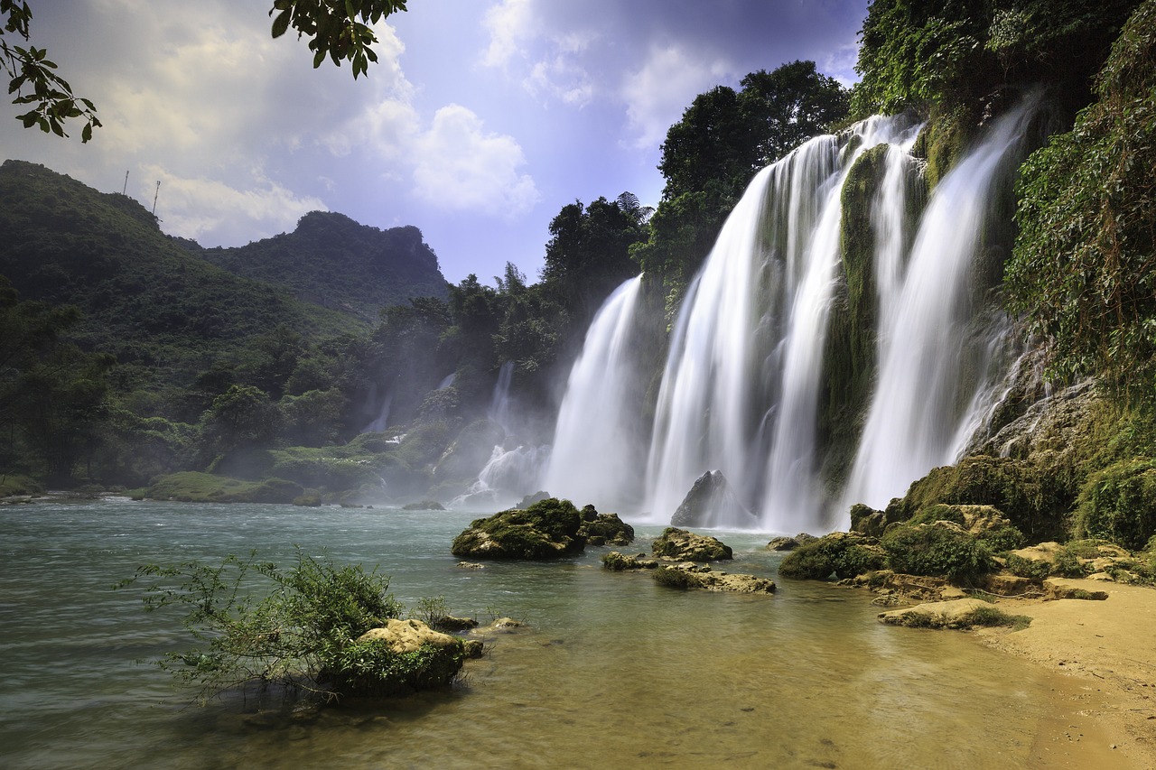 the waterfall the landscape nice free photo