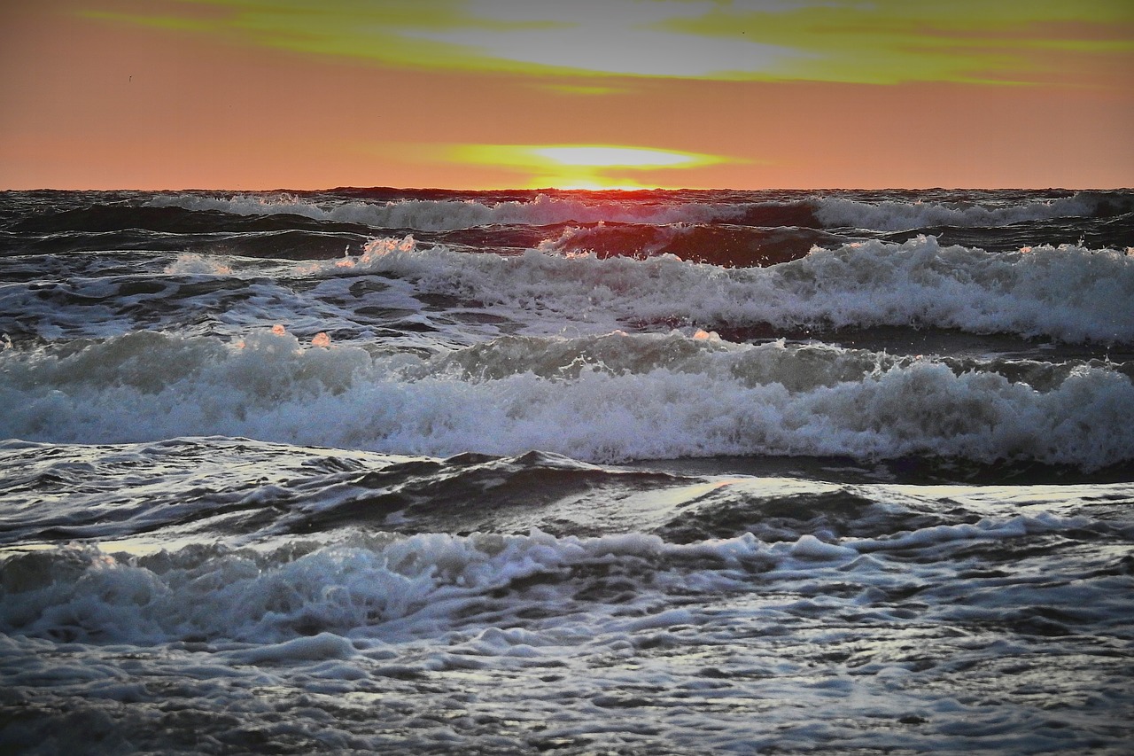 the waves  sea  sunset free photo