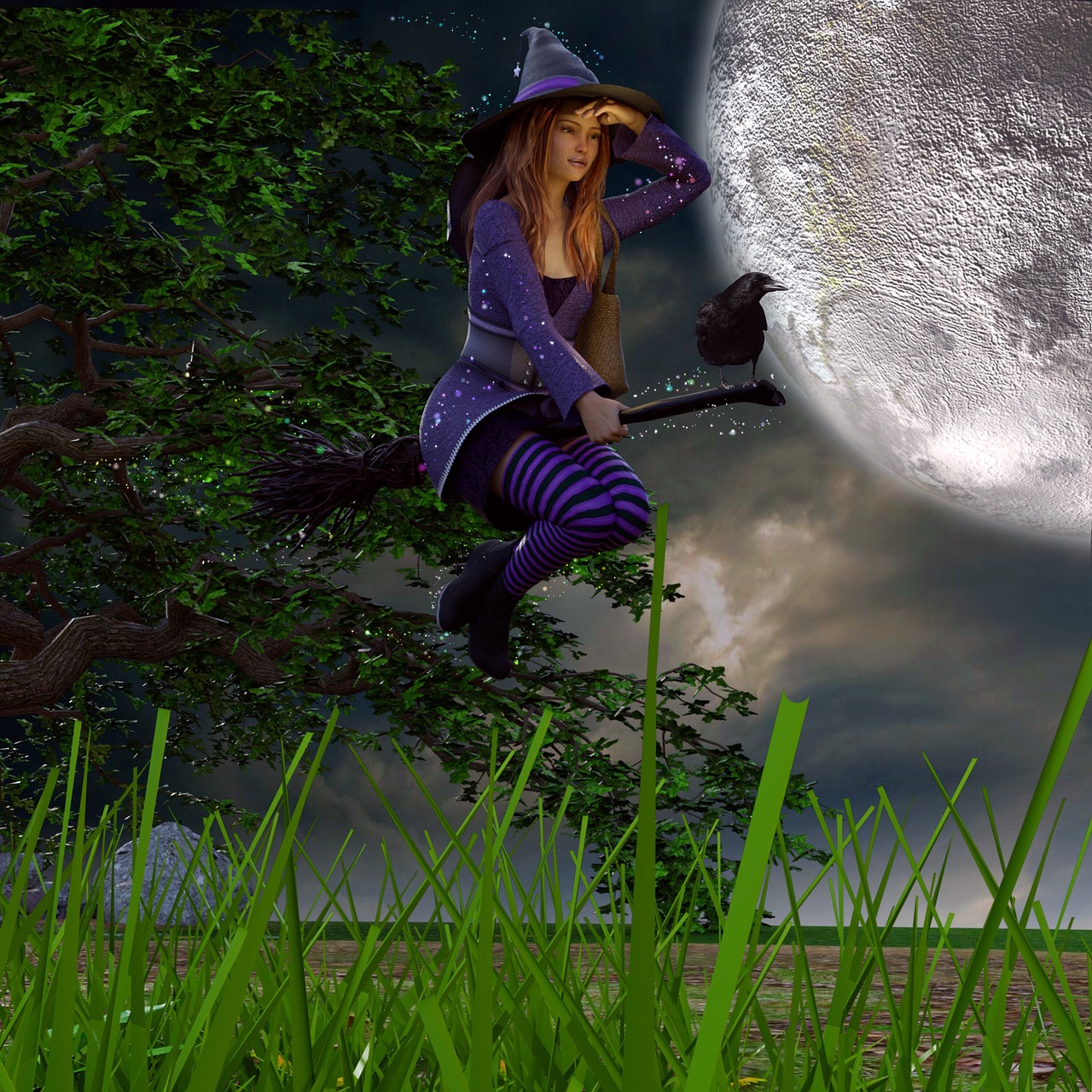 the witch broom halloween free photo