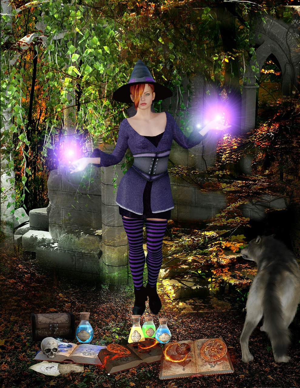 the witch magic halloween free photo