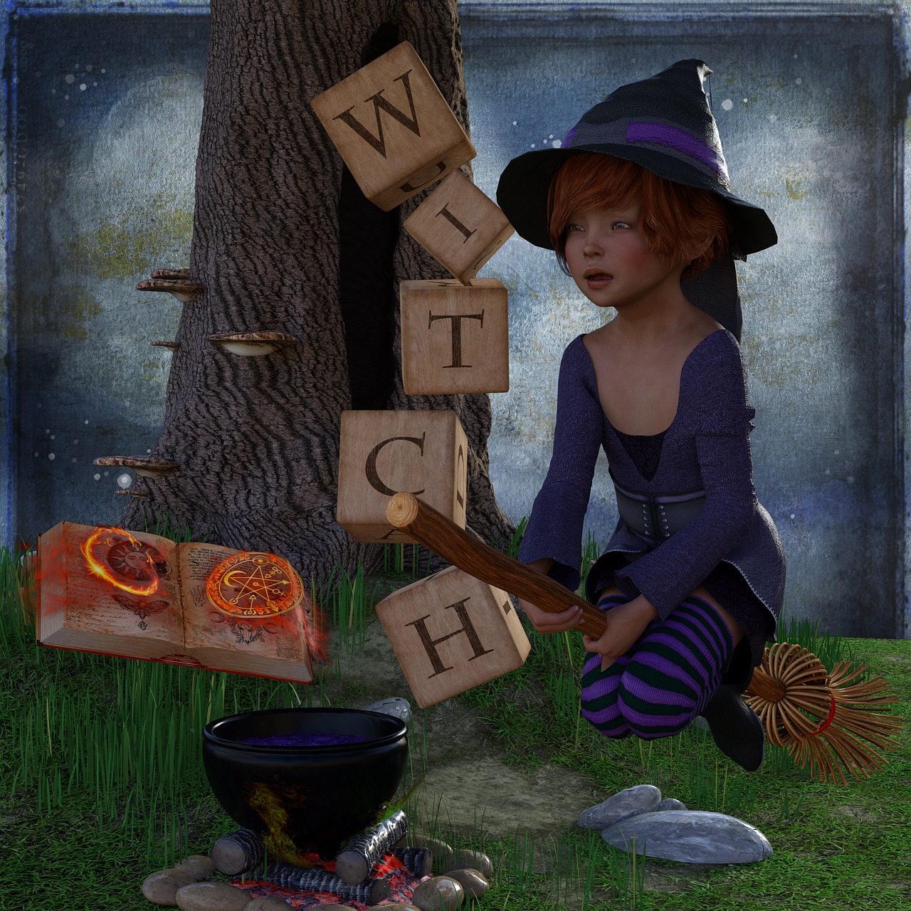 the witch halloween magic book free photo