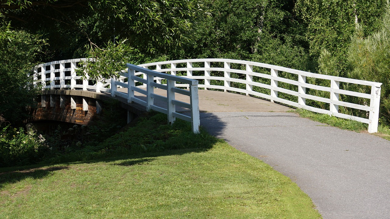 the wooden bridge white bridge bridge parapets free photo