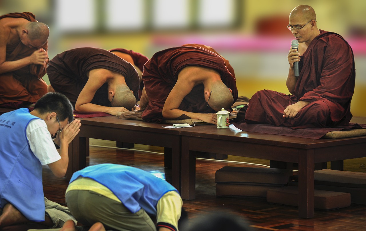 theravada buddhism pay respect homage free photo