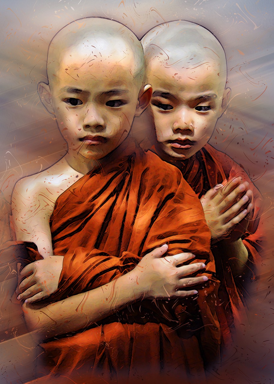 theravada buddhism  novices  theravada samanera free photo