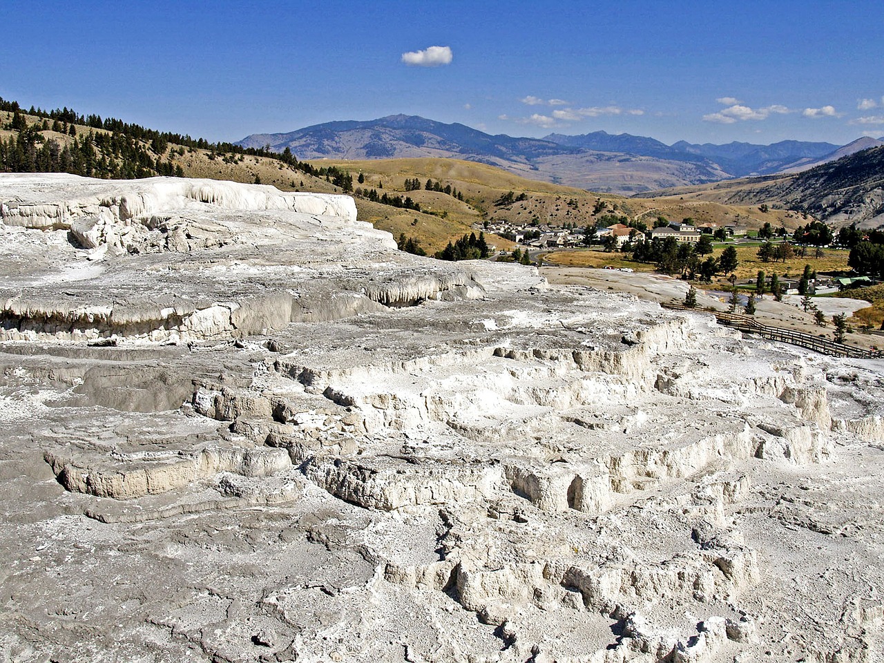 thermal springs mammoth hot spring limestone free photo