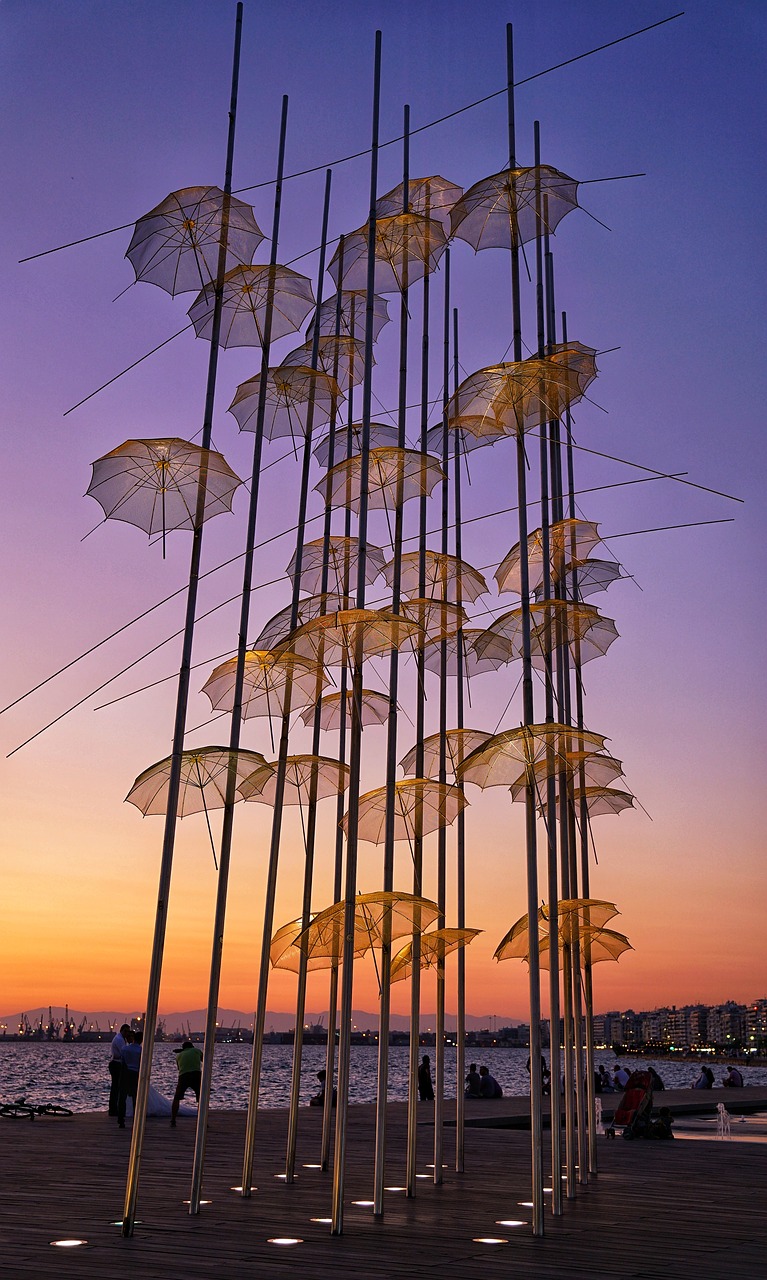 thessaloniki umbrella sculpture free photo