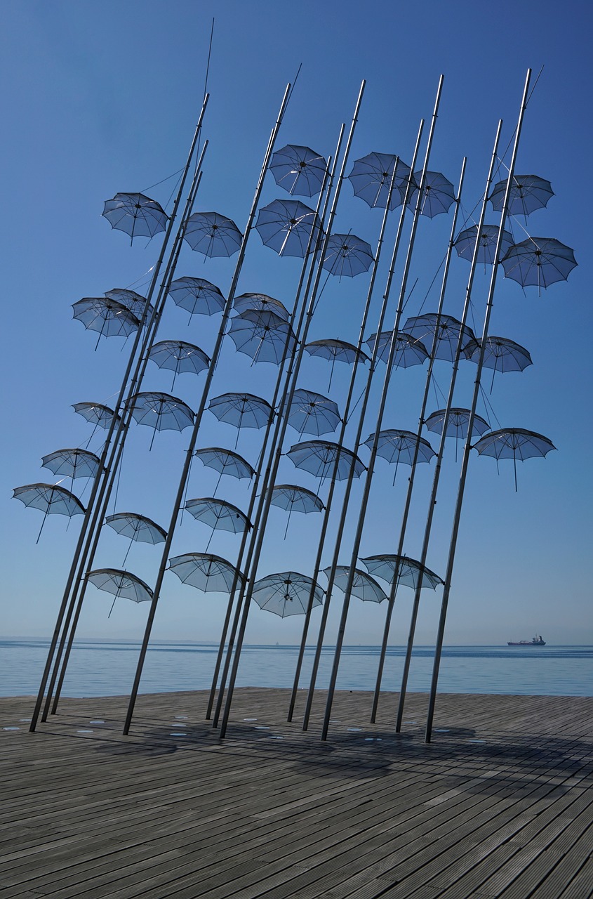 thessaloniki umbrella sculpture free photo