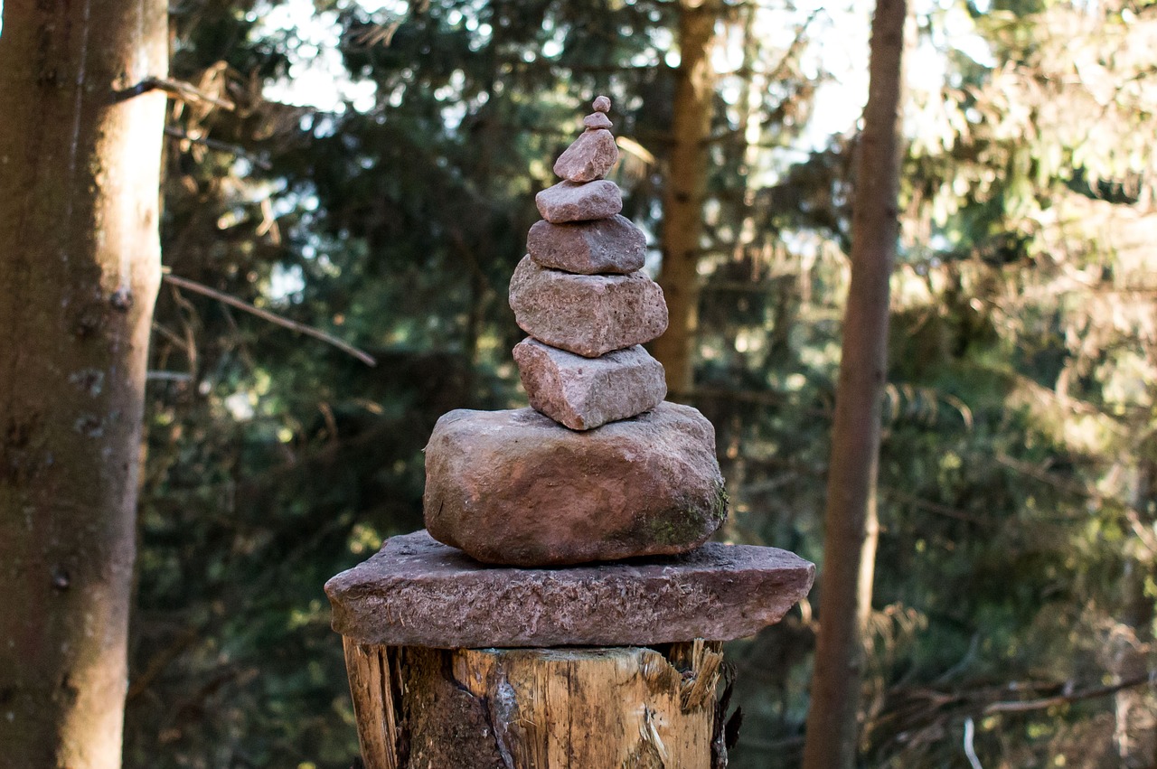 thoughtful stones stone tower free photo