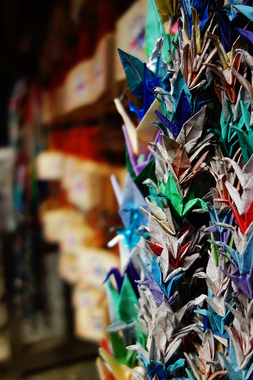 thousand paper cranes prayer wooden plaque free photo