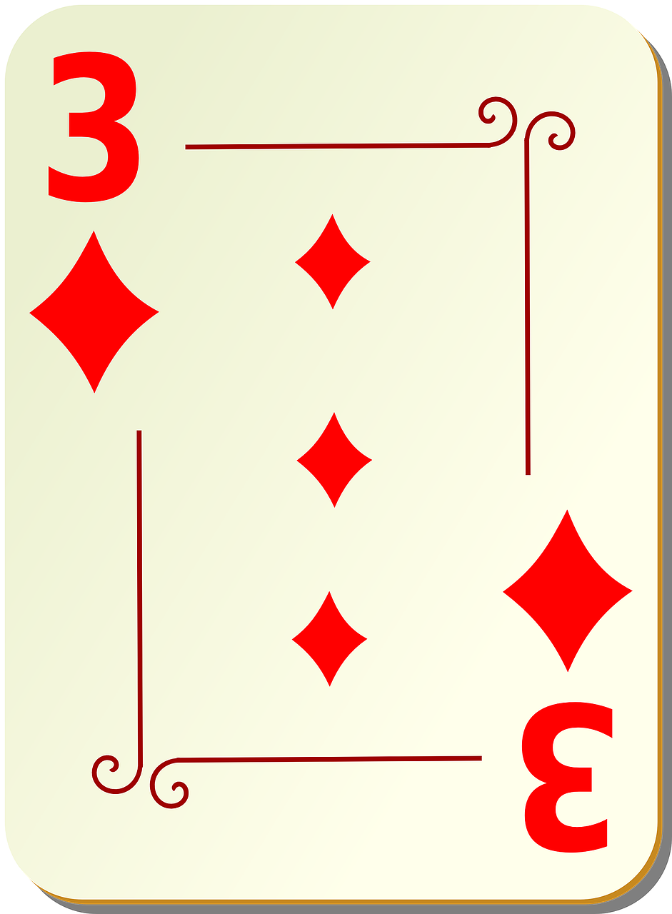 three diamonds playing cards free photo