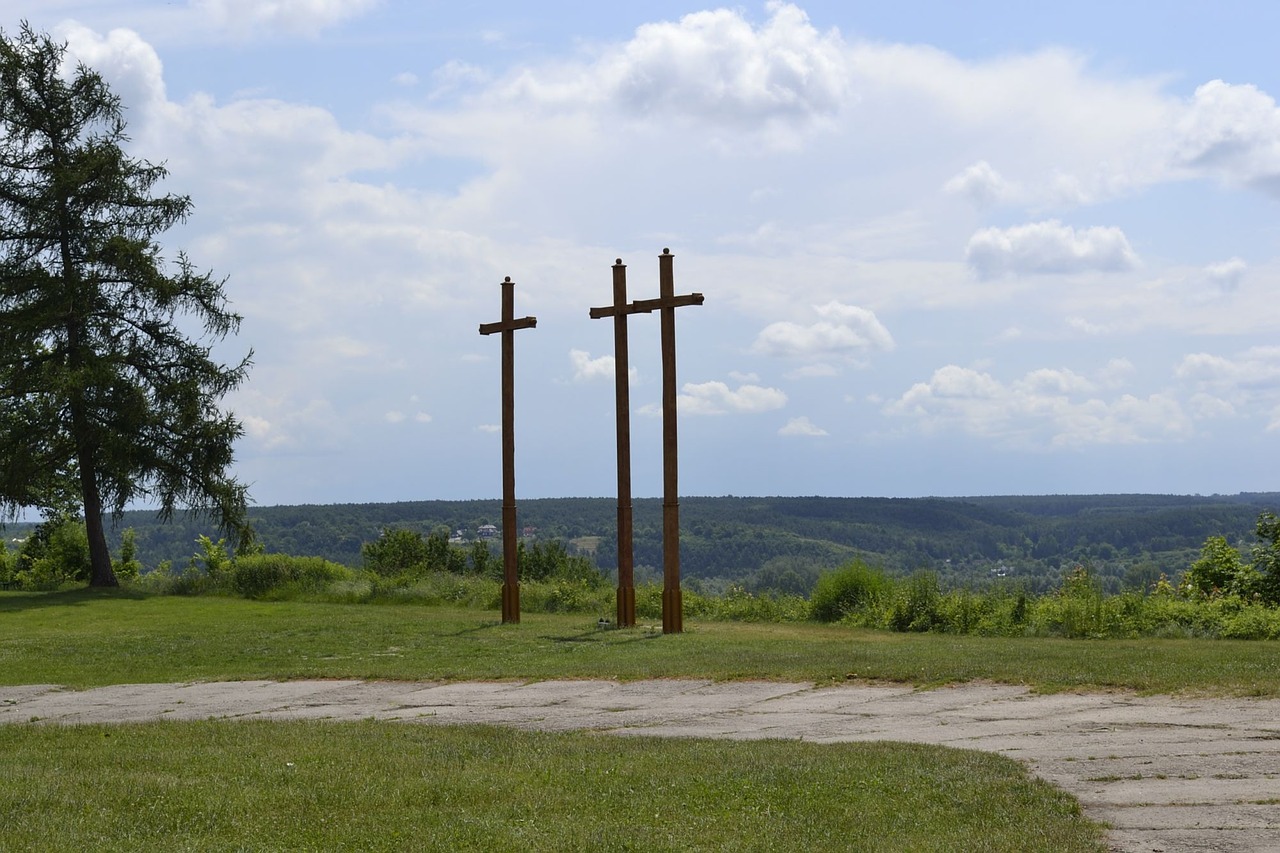 three crosses janowiec panorama free photo