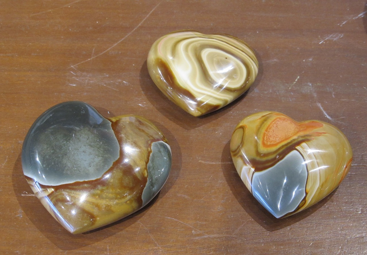 three hearts stones rocks free photo