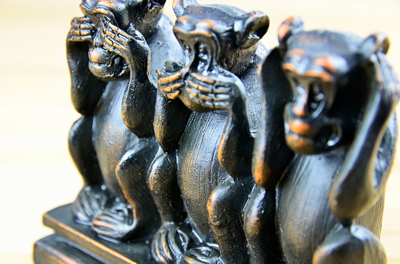 three monkeys three wise monkeys ancient icon free photo