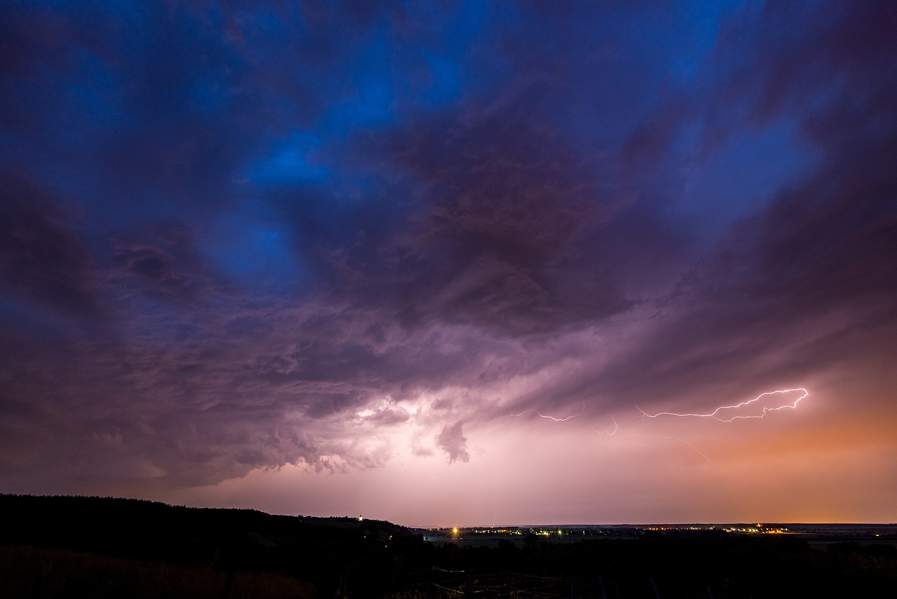 thunderstorm night landscape free photo