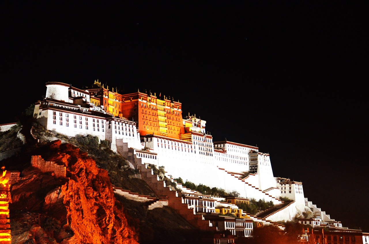 tibet lhasa night view free photo