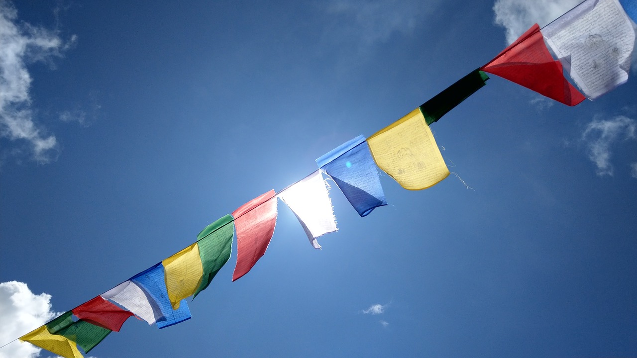 tibetan buddhism nepal colored flag free photo