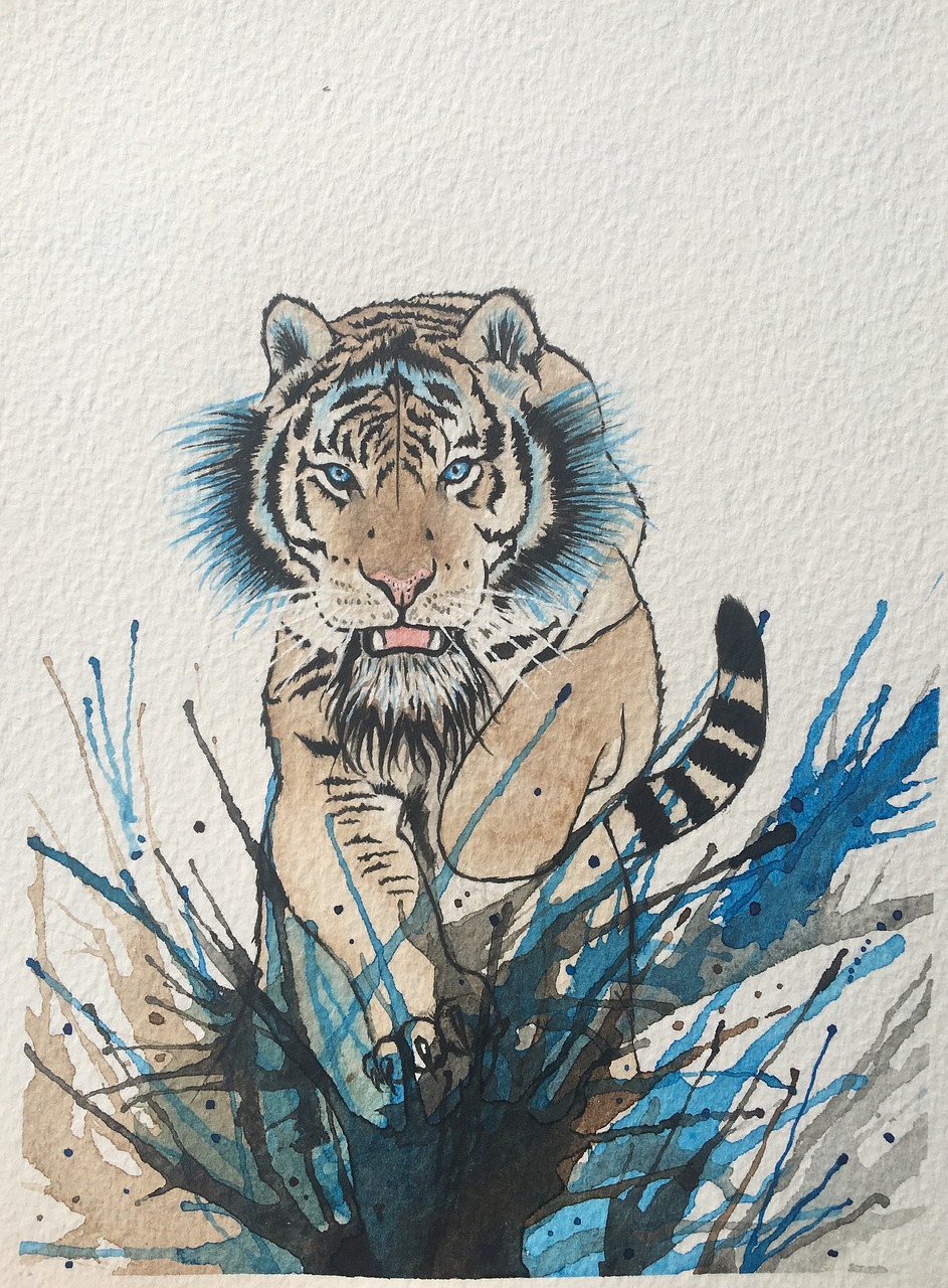 tiger  watercolor  art free photo