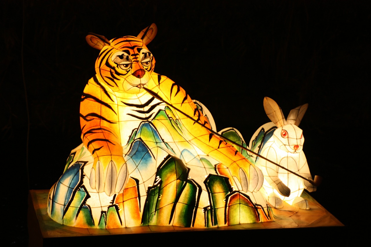 tiger lantern festival cheonggyecheon stream free photo