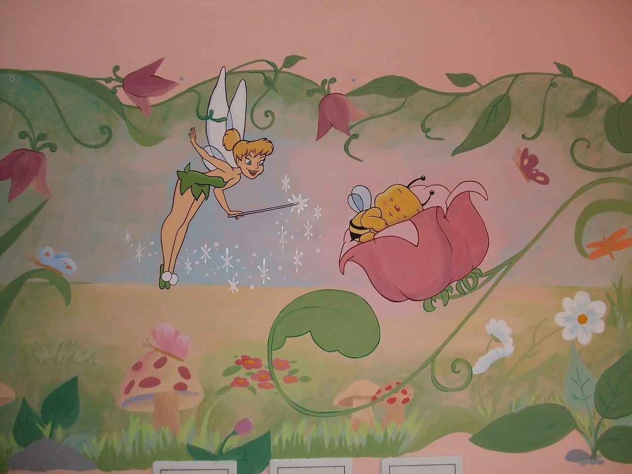 tinker bell wall painting wall decoration free photo