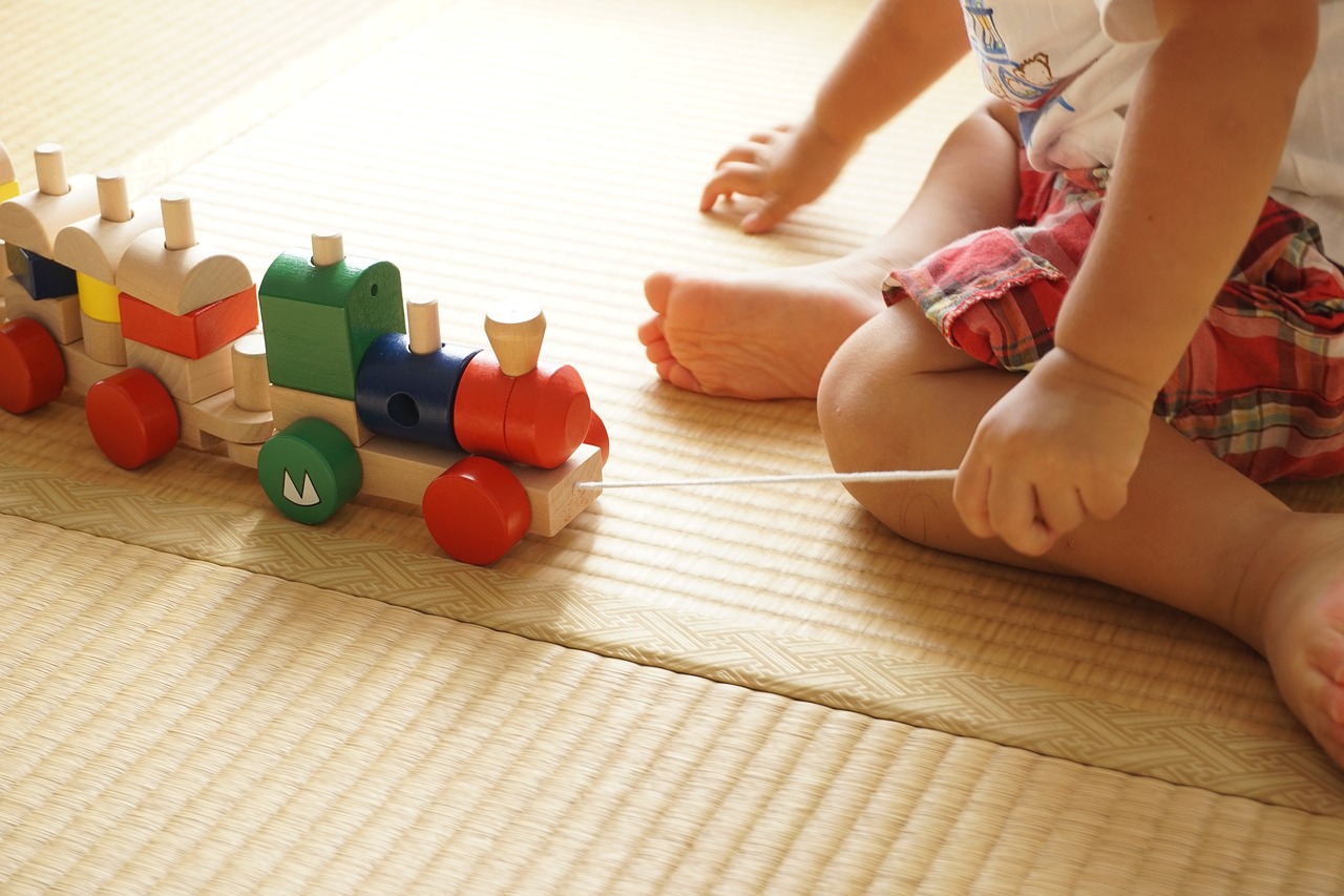 toddler building block pull free photo