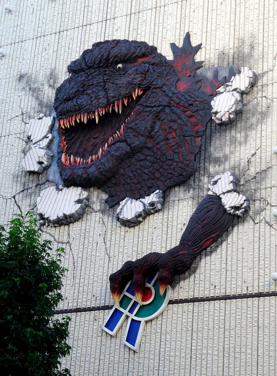 tokyo godzilla wall free photo