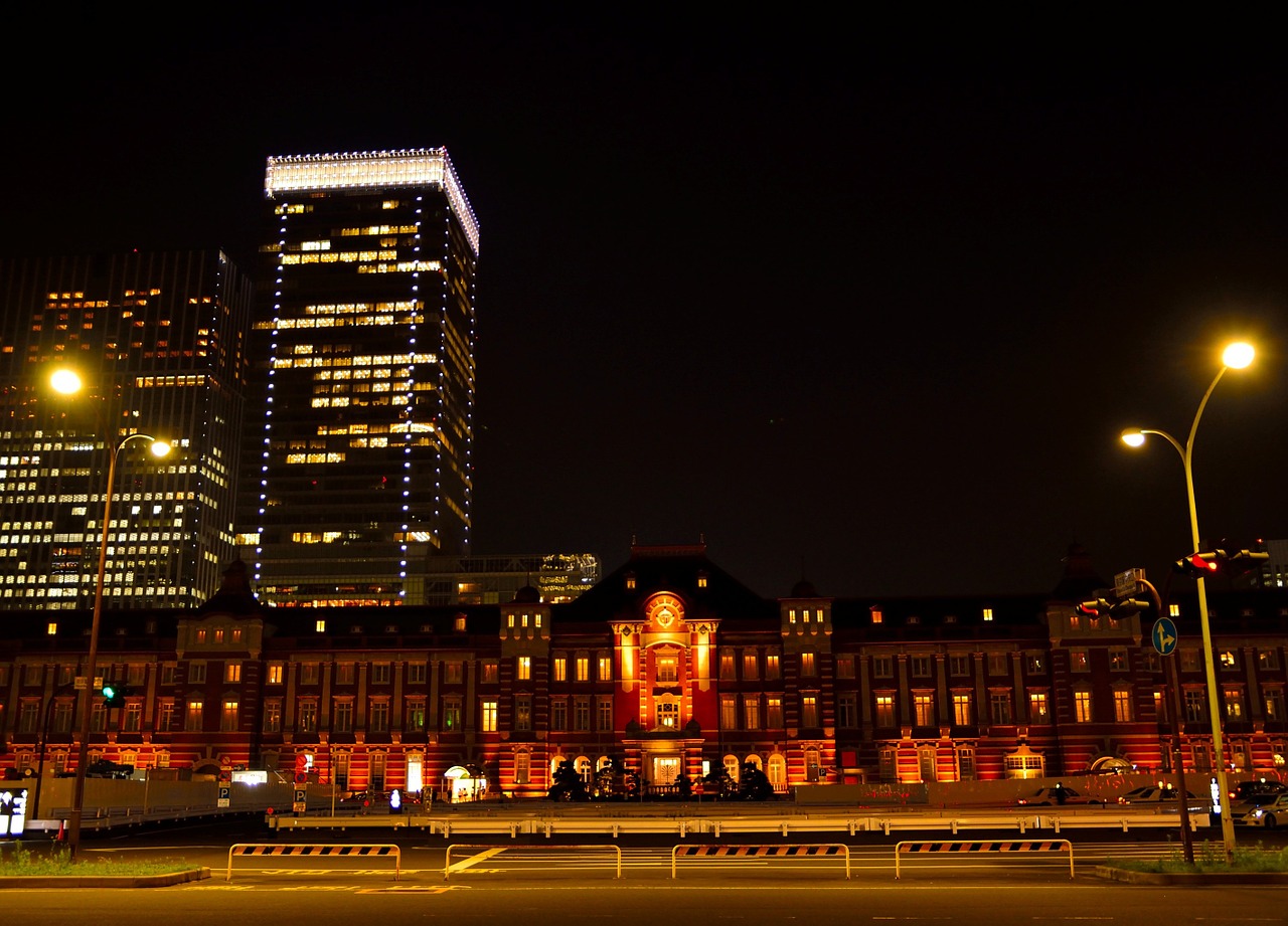 tokyo station night view illumination free photo