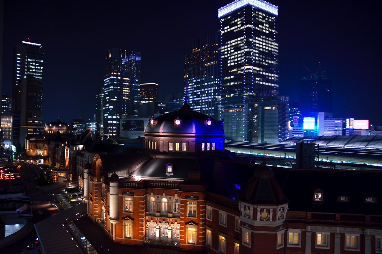 tokyo station night view illumination free photo