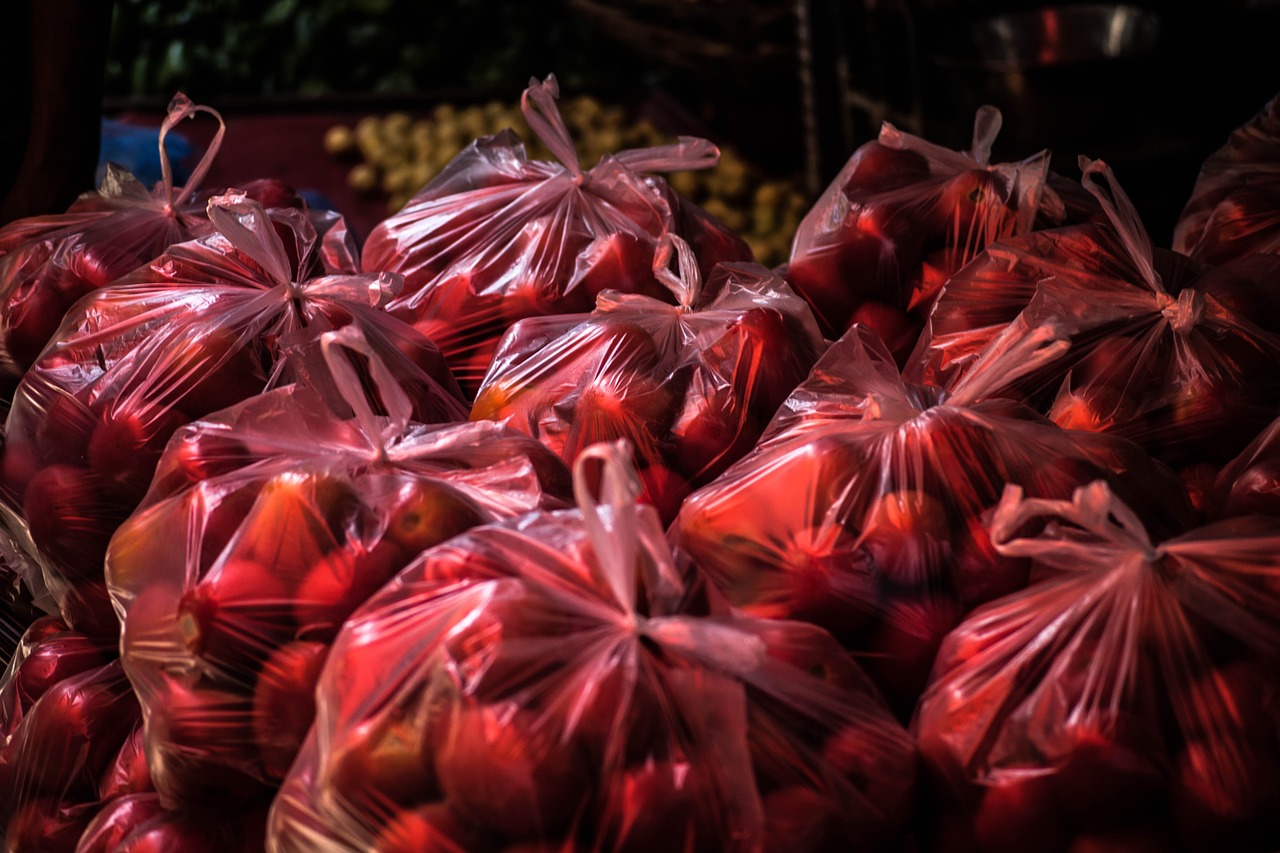 tomato plastic bag plastic free photo