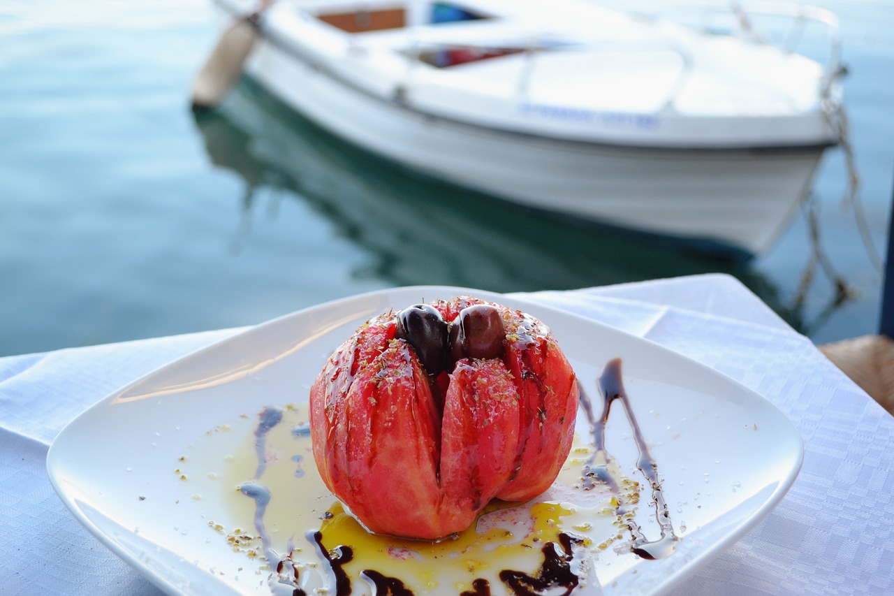 tomato salad food by the sea food with a view free photo
