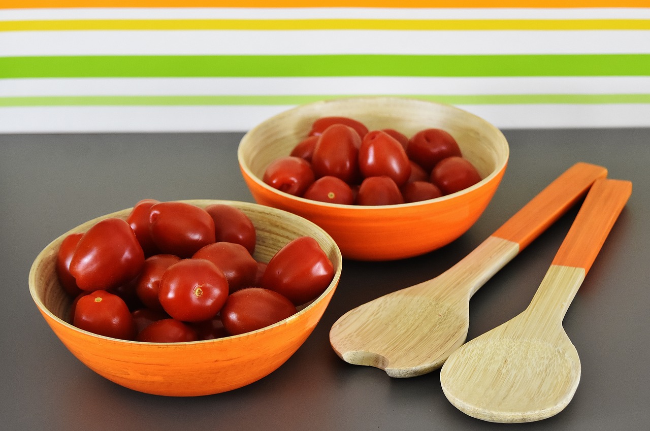 tomatoes salad servers vegetables free photo