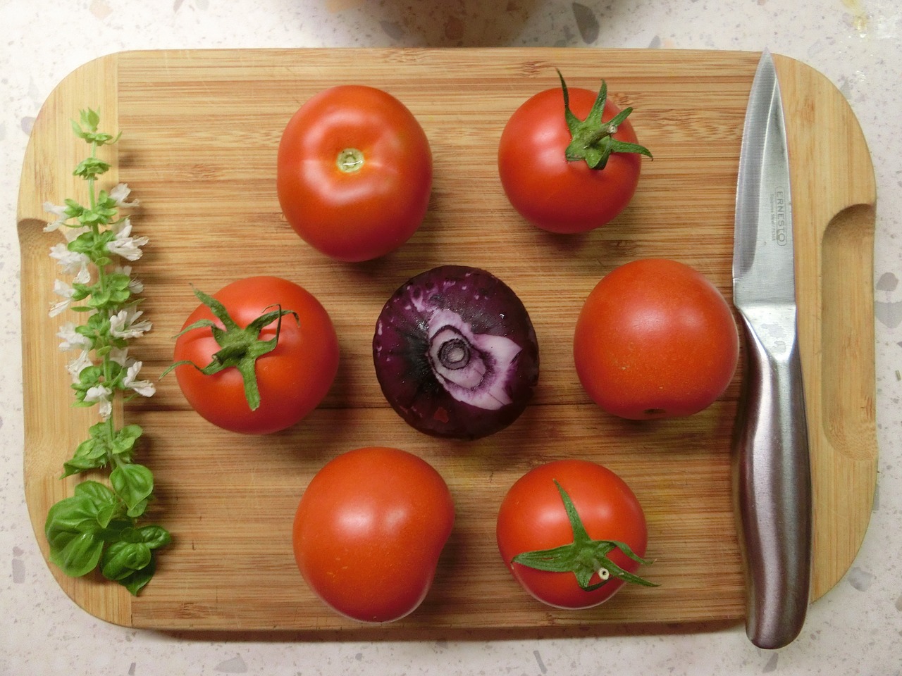 tomatoes onion knife free photo