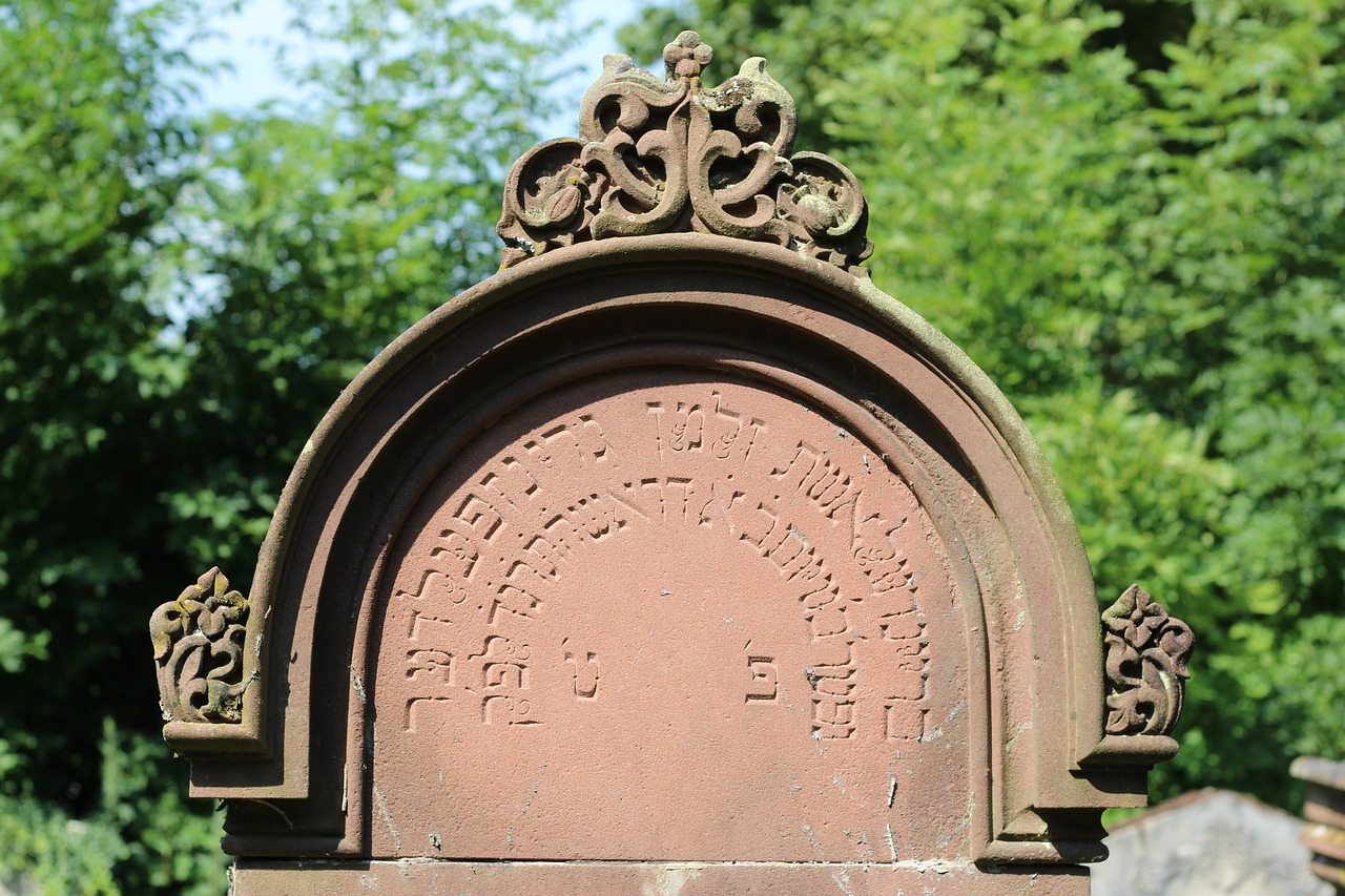 tombstone jewish cemetery rock carving free photo