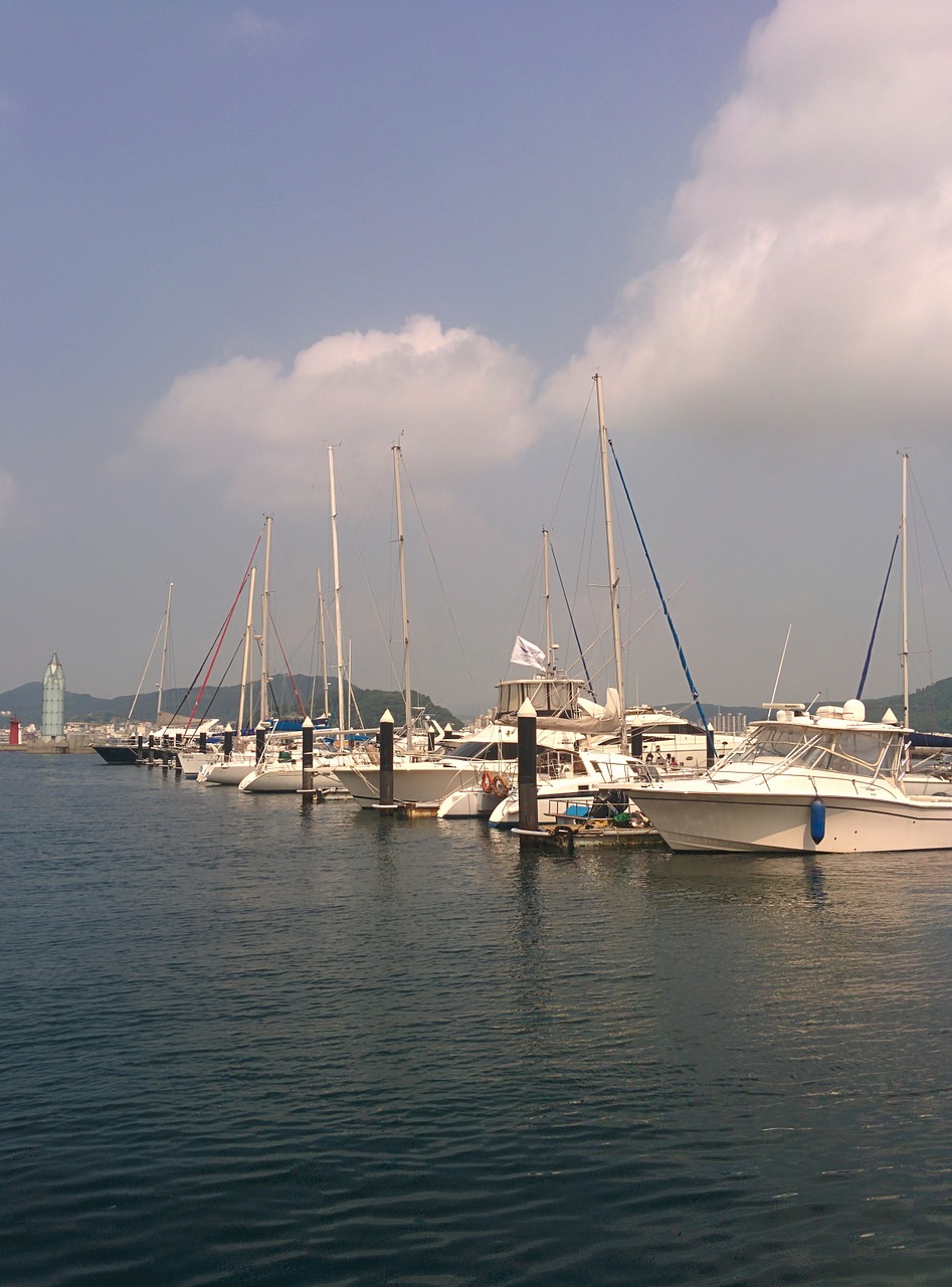 tongyeong marina resort yacht free photo