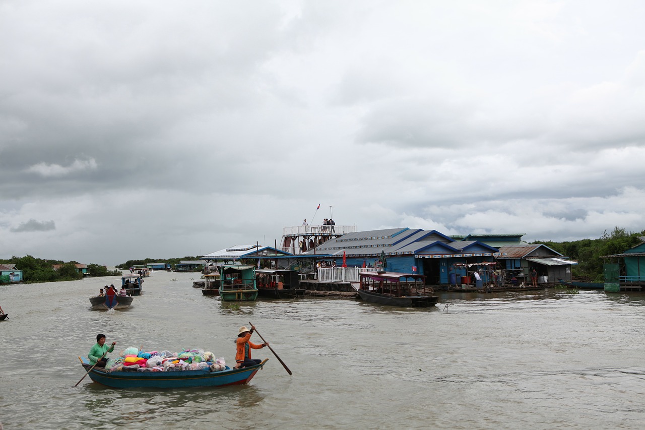 tonle sap lake cambodia floating homes free photo