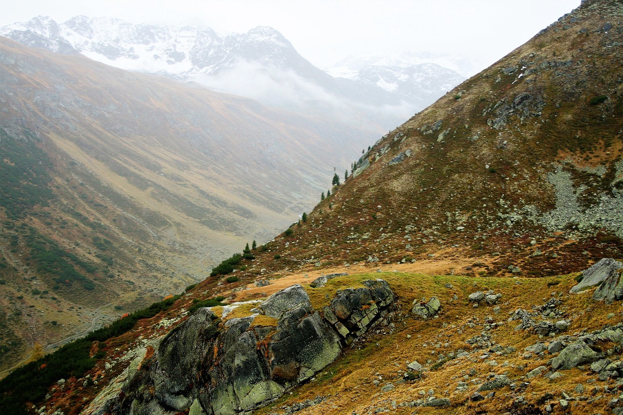 tops high in the mountains autumn panorama free photo