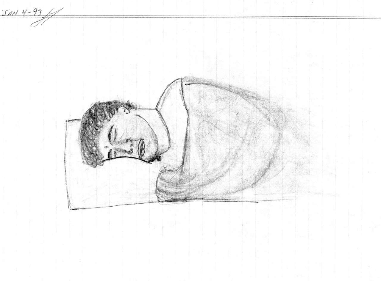 hand drawing man sleeping draw free photo