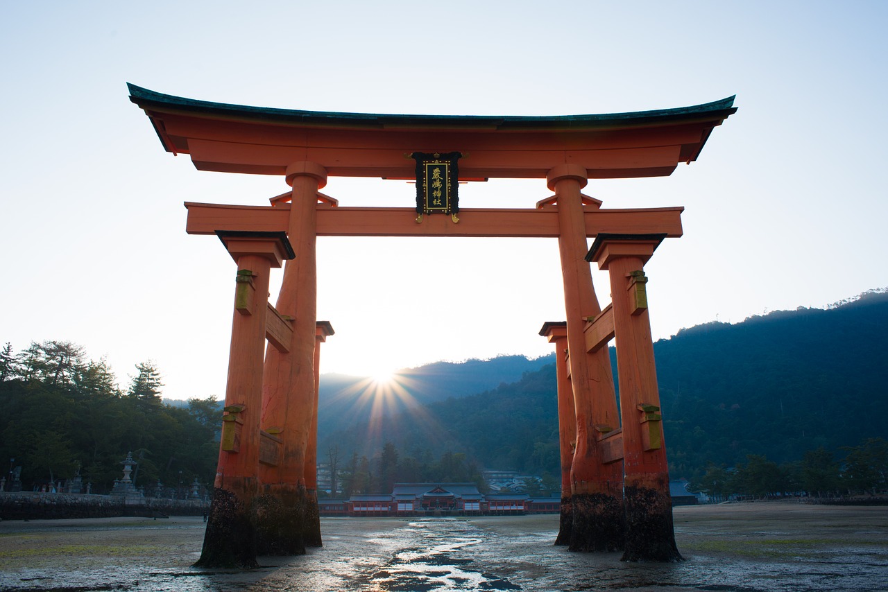 torii shrine sea free photo