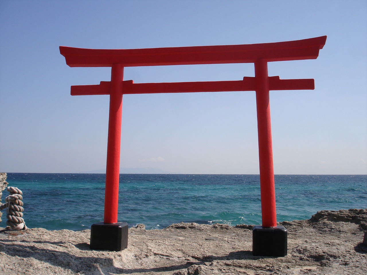 torii gate japan sea free photo