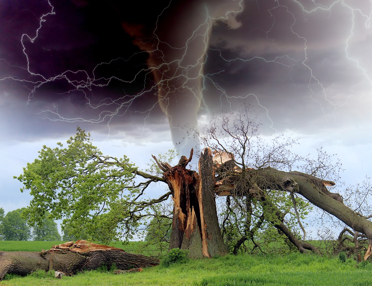 tornado storm tree branch free photo