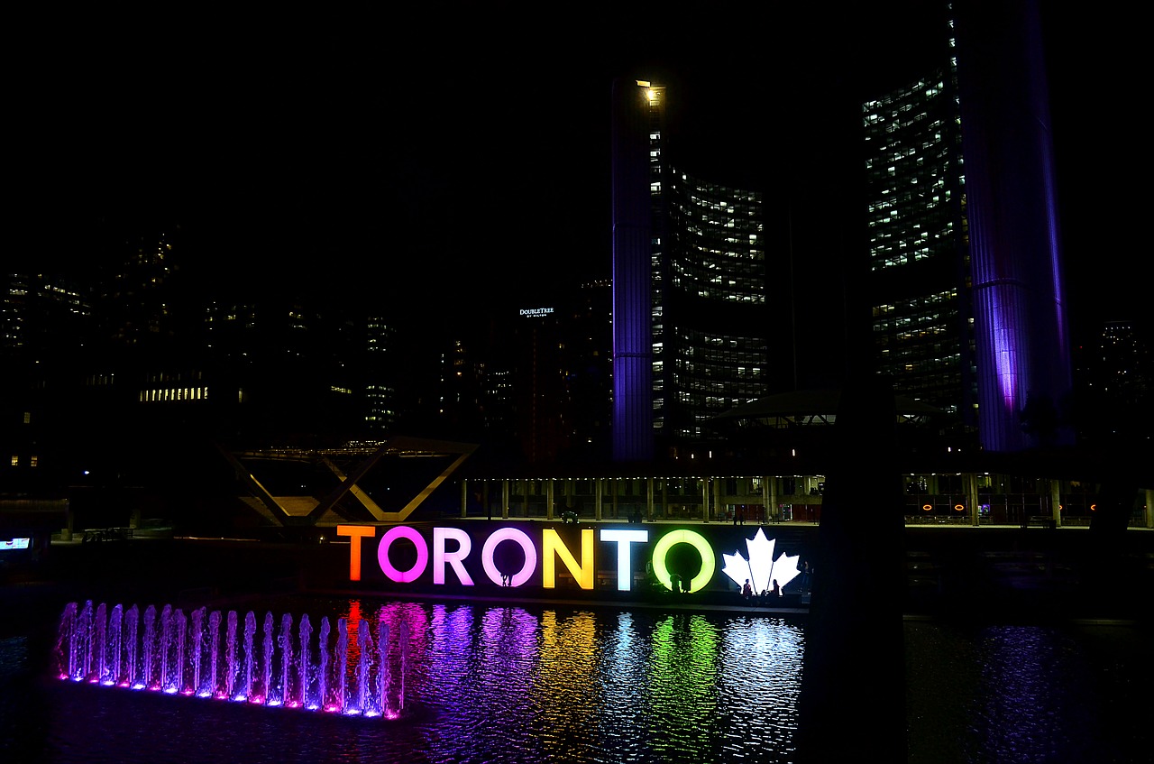 toronto night reflection free photo