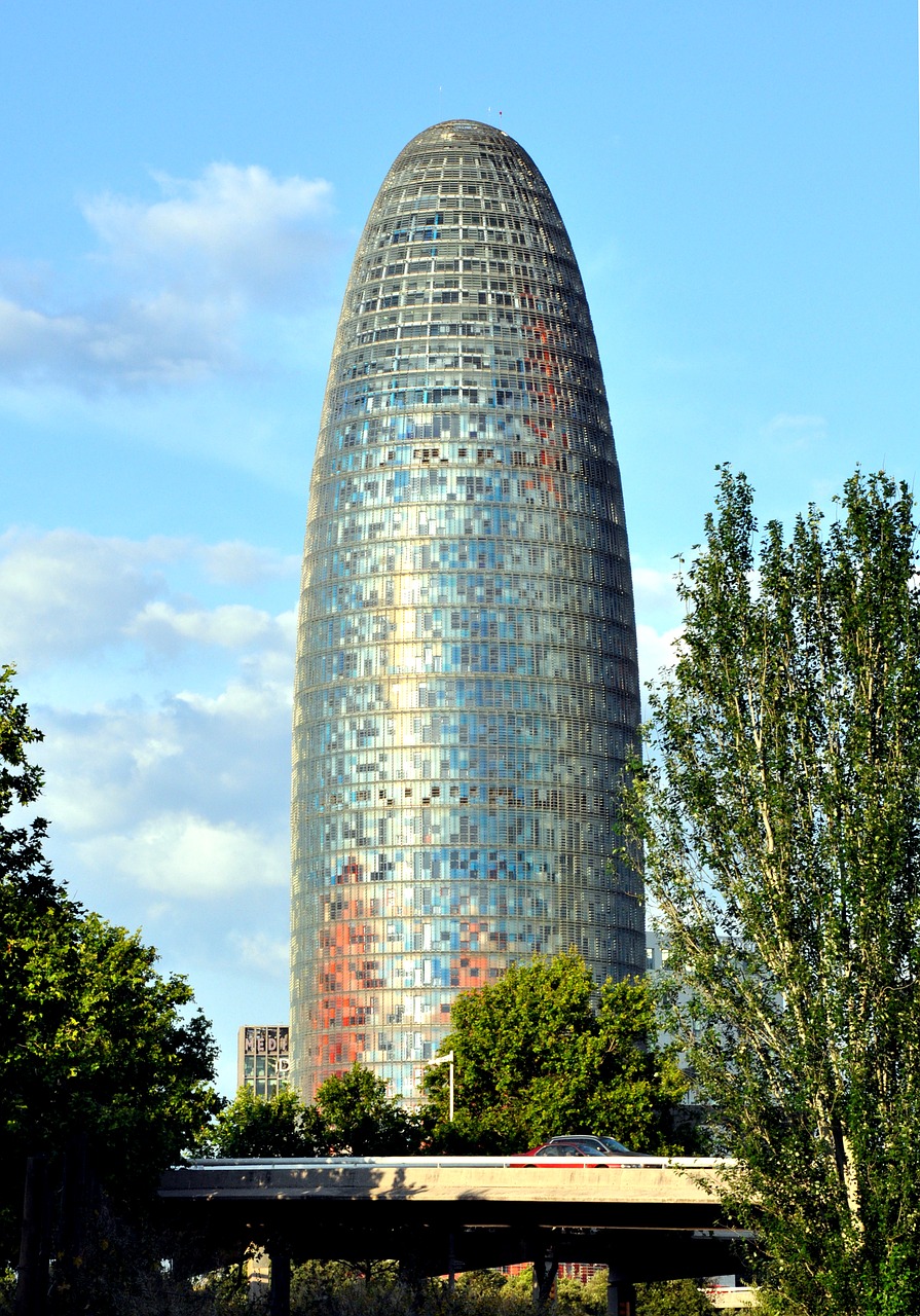 torre agbar barcelona architecture free photo