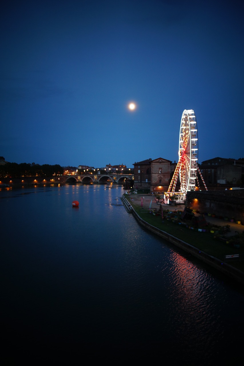 toulouse night ferris wheel free photo